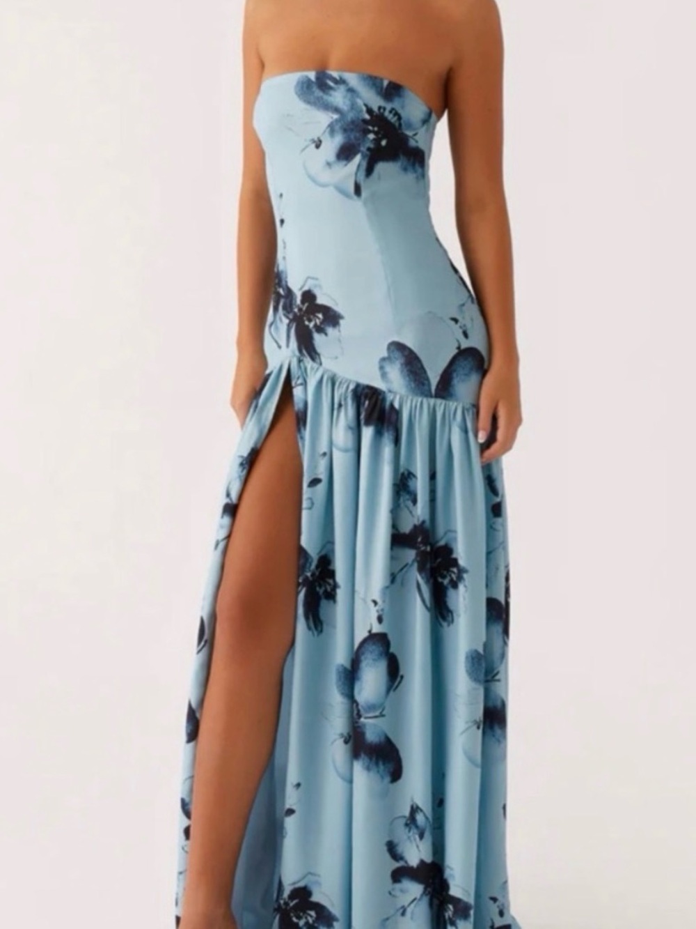Strapless PepperMayo Eden High-Slit Maxi Dress